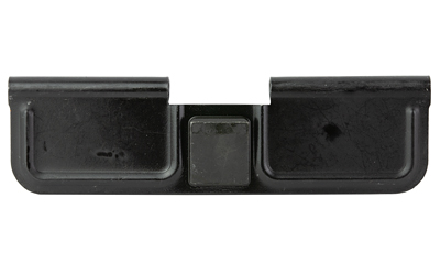 Black metal car accessory with two rectangular indents.
