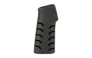Black textured pistol grip on white background
