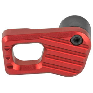 Red metal accessory with screw, technical part