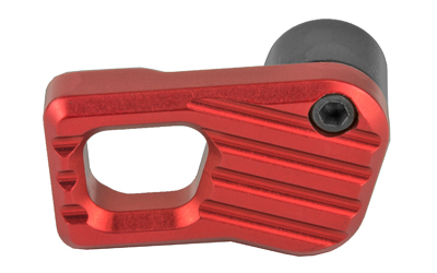Red metal accessory with screw, technical part