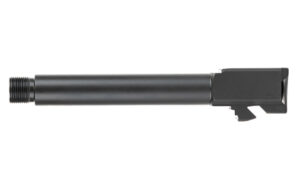 Black threaded pistol barrel on white background