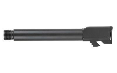 Black threaded pistol barrel on white background