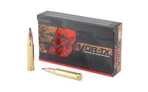 VOR-TX ammunition box with two rifle cartridges