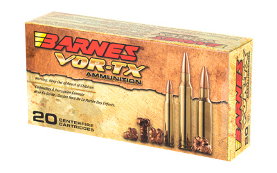Box of Barnes VOR-TX centerfire rifle ammunition