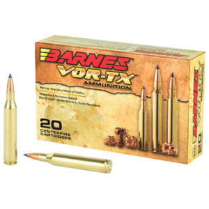 Box of Barnes VOR-TX rifle ammunition cartridges