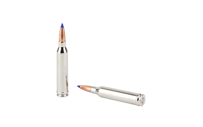 Two rifle cartridges on white background