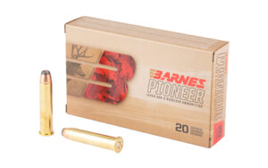 Barnes Pioneer ammunition box with two cartridges