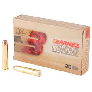Barnes Pioneer ammunition box with two cartridges