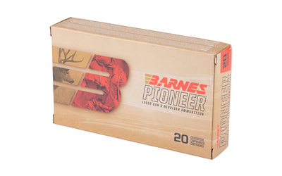 Barnes Pioneer ammunition box with rifle cartridges