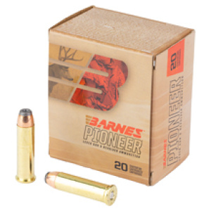 Barnes Pioneer ammunition box with bullets