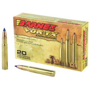 Barnes VOR-TX ammunition box and cartridges display