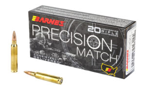 Barnes Precision Match ammunition box and cartridges
