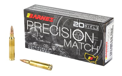 Barnes Precision Match ammunition box and cartridges