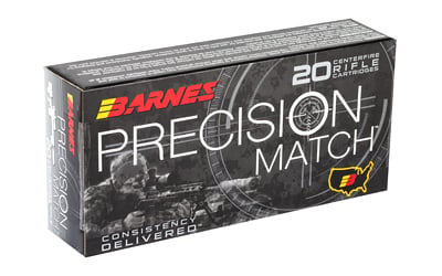 Barnes Precision Match 20 rifle cartridges box