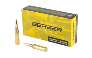 Berger Ammunition box with two rifle cartridges