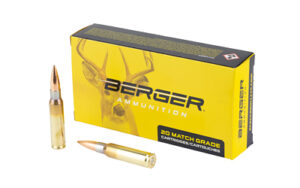 Berger Ammunition box with two rifle cartridges