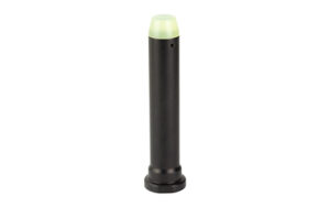 Black cylindrical solar garden light with green top