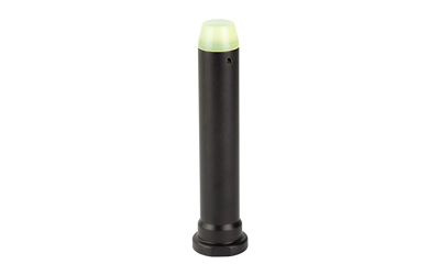 Black cylindrical solar garden light with green top