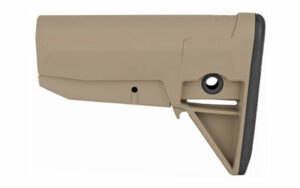 Tan adjustable rifle stock on white background