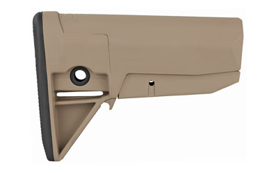 Tan adjustable rifle buttstock on white background