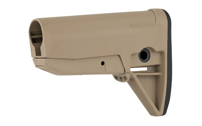 Tan adjustable rifle buttstock on white background