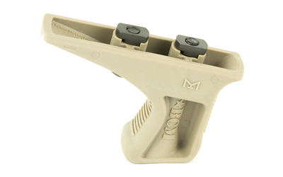 Tactical tan grip for rifle accessory.