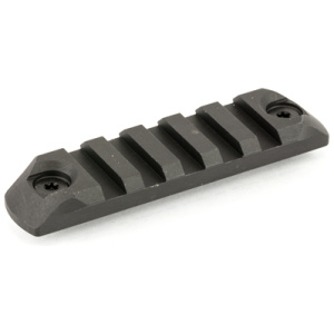 Black Picatinny rail mount against white background.