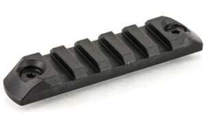 Black metal Picatinny rail mount with screws