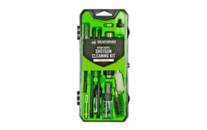Green shotgun cleaning kit in plastic case