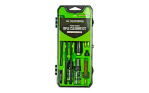 Green rifle cleaning kit in plastic case