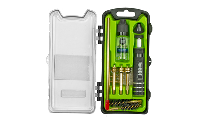 Gun cleaning kit with various tools in case.