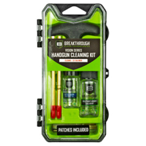 Vision series handgun cleaning kit with patches included.