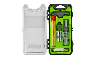 Gun cleaning kit with brushes and cleaning fluid