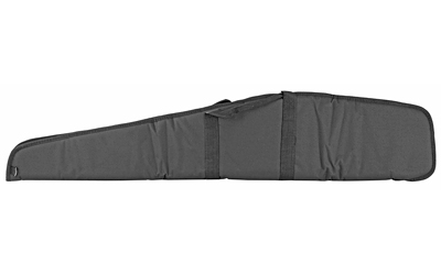Black padded rifle case with handle.