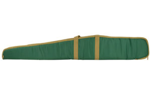 Green soft rifle case with tan straps