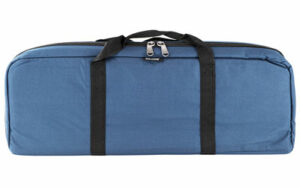 Blue rectangular carrying bag with black handles