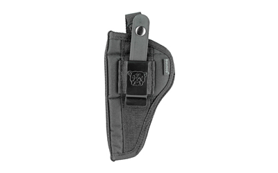 Black holster with clip and dog logo