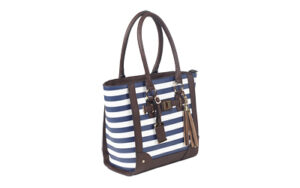 Bulldog Tote Style Purse w/Holster Navy Stripe