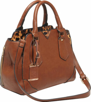 BULLDOG SATCHEL PURSE W/HLSTR CHSTNT