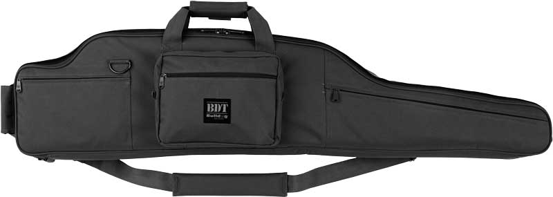 Black padded rifle case with shoulder strap