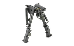 Adjustable rifle bipod with spring-loaded legs