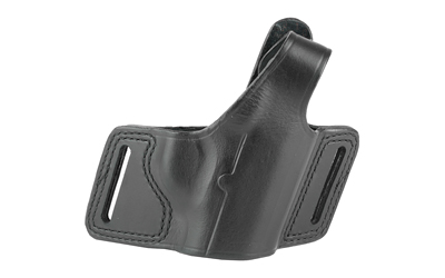 Black leather belt holster for handgun