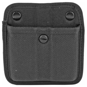 Rugged black canvas pouch with button closure