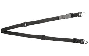 Black adjustable shoulder strap with metal clips