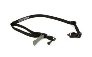 Black adjustable rifle sling with padded strap