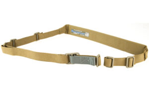 Tan tactical belt with metal buckle