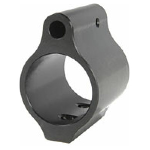 Black metal gun sight accessory on white background