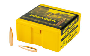 Yellow Berger ammunition box with rifle bullets