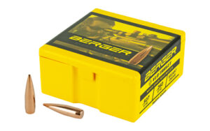Yellow Berger ammunition box with rifle bullets