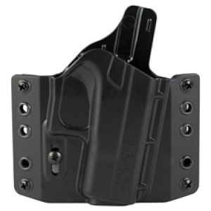 Black gun holster with multiple rivets